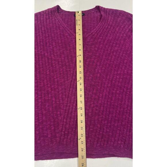 EILEEN FISHER Sweater Sz Large Silk Blend Ribbed Fushia Pink Pullover Lagenlook - Picture 8 of 10